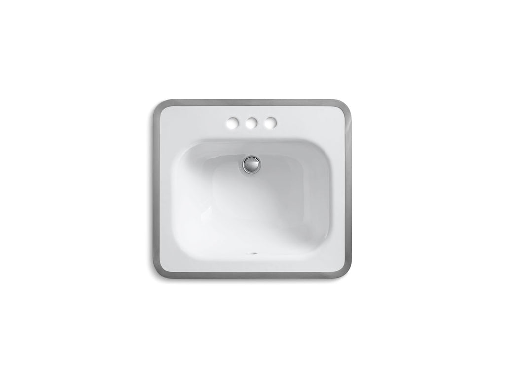 KOHLER K-2890-4-0 Tahoe 20" Rectangular Drop-In Bathroom Sink - White