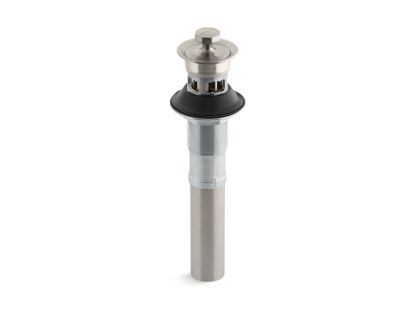 KOHLER K-7127-A-BN Bathroom sink drain with overflow and non-removable metal stopper - Vibrant Brushed Nickel