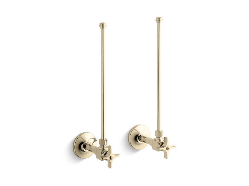 KOHLER K-7605-P-AF Pair 3/8" Npt Angle Supplies With Stop, Cross Handle And Annealed Vertical Tube - Vibrant French Gold