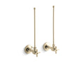 KOHLER K-7605-P-AF Pair 3/8" Npt Angle Supplies With Stop, Cross Handle And Annealed Vertical Tube - Vibrant French Gold