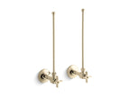KOHLER K-7605-P-AF Pair 3/8" Npt Angle Supplies With Stop, Cross Handle And Annealed Vertical Tube - Vibrant French Gold