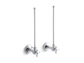 KOHLER K-7605-P-CP Pair 3/8" Npt Angle Supplies With Stop, Cross Handle And Annealed Vertical Tube - Polished Chrome