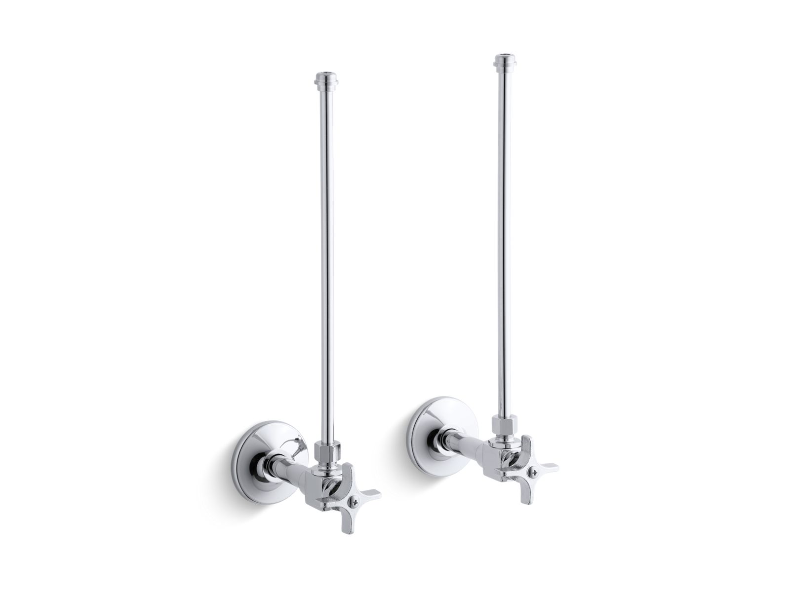 KOHLER K-7605-P-CP Pair 3/8" Npt Angle Supplies With Stop, Cross Handle And Annealed Vertical Tube - Polished Chrome
