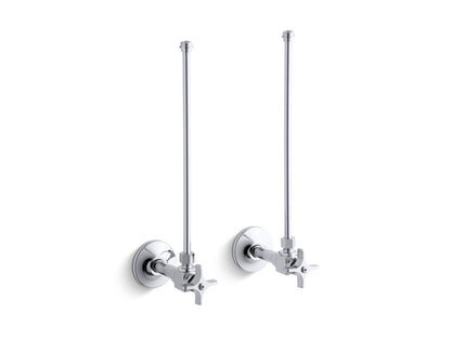 KOHLER K-7605-P-CP Pair 3/8" NPT angle supplies with stop, cross handle and annealed vertical tube - Polished Chrome