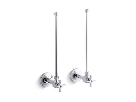 KOHLER K-7605-P-CP Pair 3/8" NPT angle supplies with stop, cross handle and annealed vertical tube - Polished Chrome