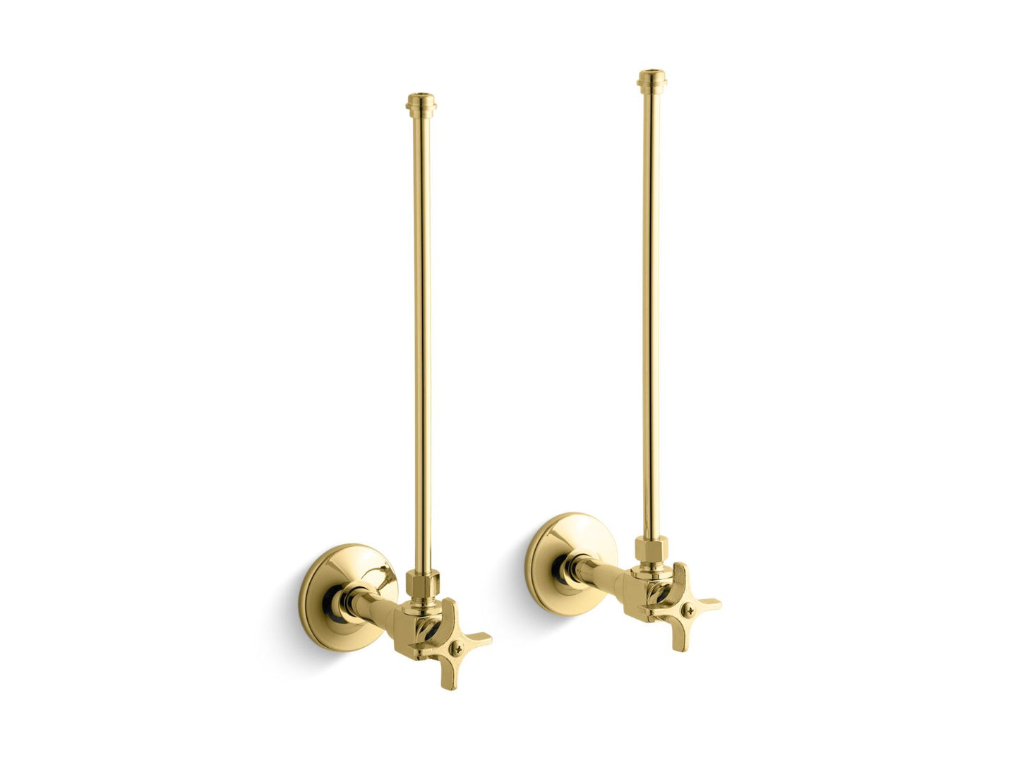 KOHLER K-7605-P-PB Pair 3/8" Npt Angle Supplies With Stop, Cross Handle And Annealed Vertical Tube In Vibrant Polished Brass