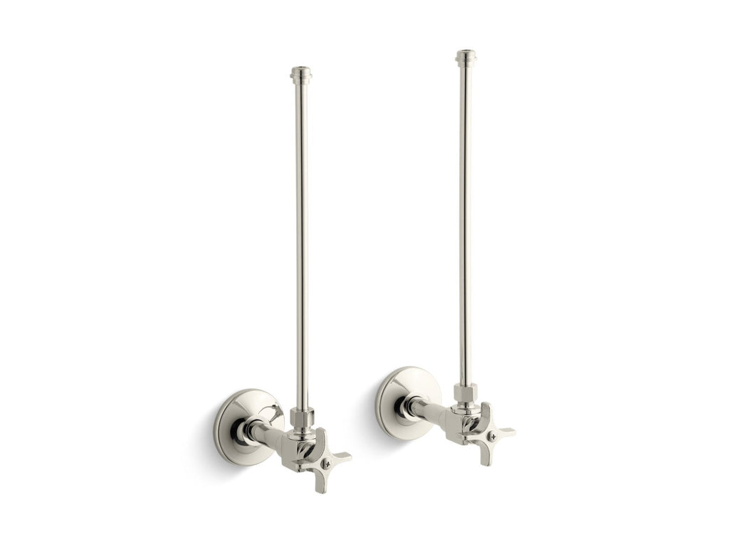 KOHLER K-7605-P-SN Pair 3/8" Npt Angle Supplies With Stop, Cross Handle And Annealed Vertical Tube - Vibrant Polished Nickel