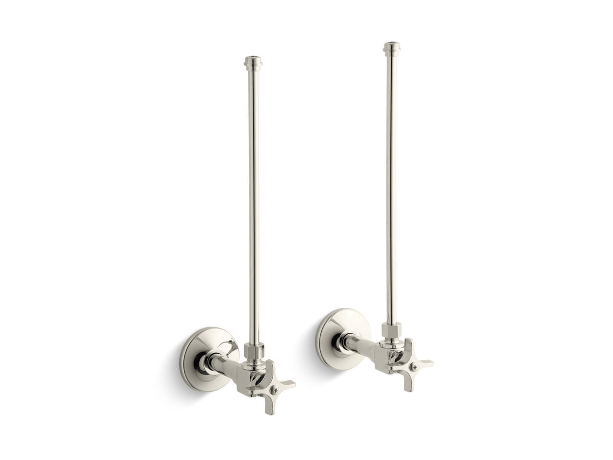 KOHLER K-7605-P-SN Pair 3/8" Npt Angle Supplies With Stop, Cross Handle And Annealed Vertical Tube - Vibrant Polished Nickel