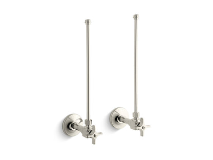 KOHLER K-7605-P-SN Pair 3/8" NPT angle supplies with stop, cross handle and annealed vertical tube - Vibrant Polished Nickel
