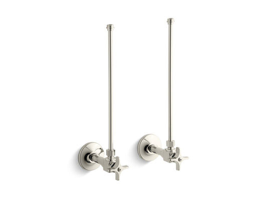 KOHLER K-7605-P-SN Pair 3/8" NPT angle supplies with stop, cross handle and annealed vertical tube - Vibrant Polished Nickel