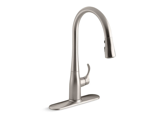 KOHLER K-596-VS Simplice Pull-Down Kitchen Sink Faucet With Three-Function Sprayhead In Vibrant Stainless