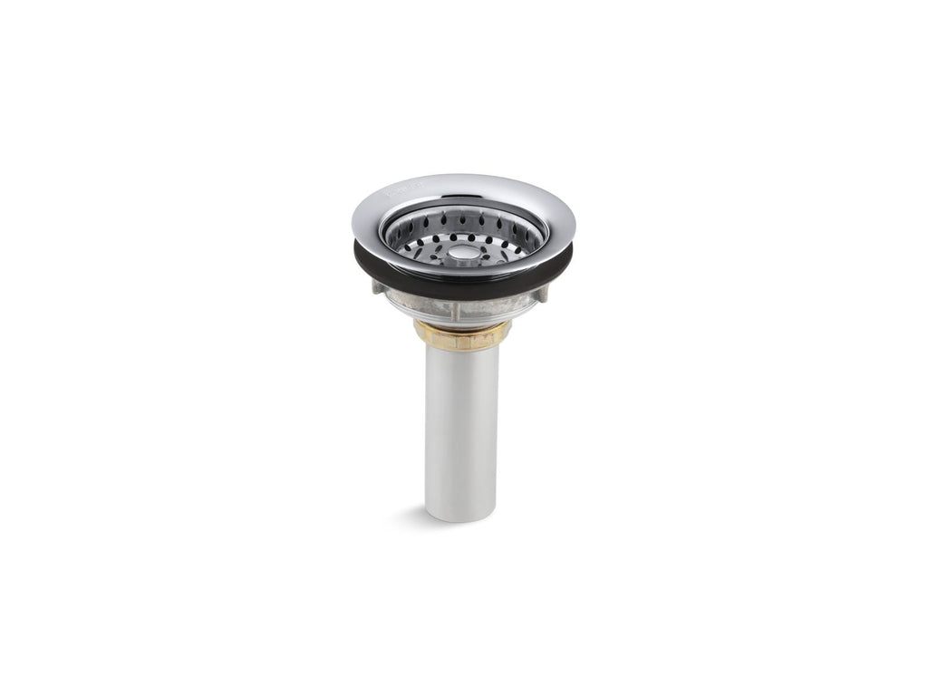 KOHLER K-8813-CP Stainless Steel Sink Drain And Strainer With Tailpiece For 3-1/2" To 4" Outlet - Polished Chrome