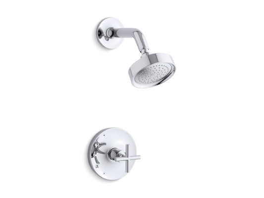 KOHLER K-TS14422-3-CP Purist Rite-Temp Shower Trim Kit With Cross Handle, 2.5 Gpm In Polished Chrome