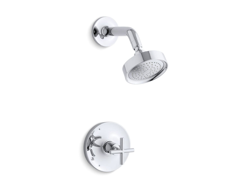 KOHLER K-TS14422-3-CP Purist Rite-Temp Shower Trim Kit With Cross Handle, 2.5 Gpm - Polished Chrome