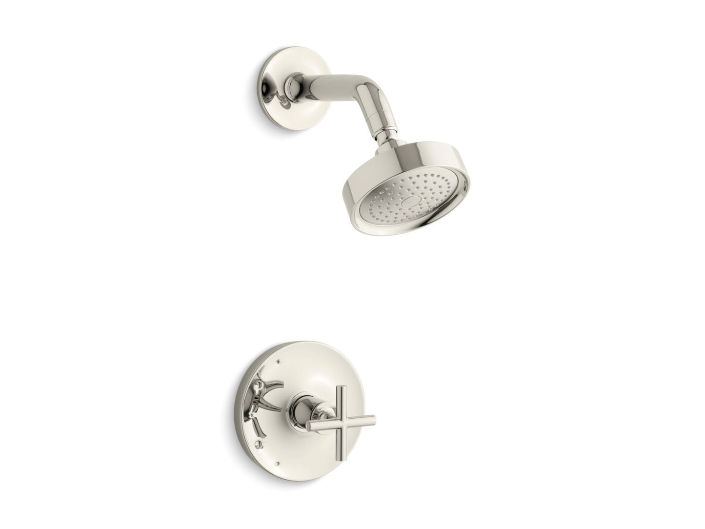 KOHLER K-TS14422-3-SN Purist Rite-Temp Shower Trim Kit With Cross Handle, 2.5 Gpm In Vibrant Polished Nickel