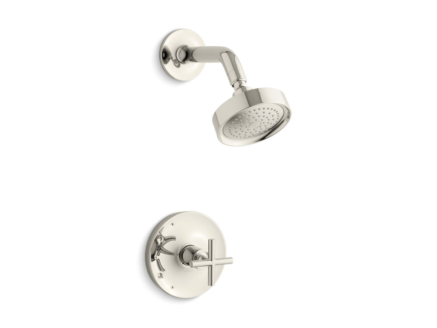 KOHLER K-TS14422-3-SN Purist Rite-Temp shower trim kit with cross handle, 2.5 gpm - Vibrant Polished Nickel
