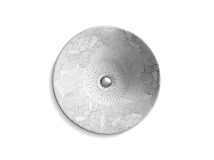 KOHLER K-14223-SMC-0 Empress Bouquet Conical Bell 16-1/4" round vessel bathroom sink, no overflow - Empress Bouquet