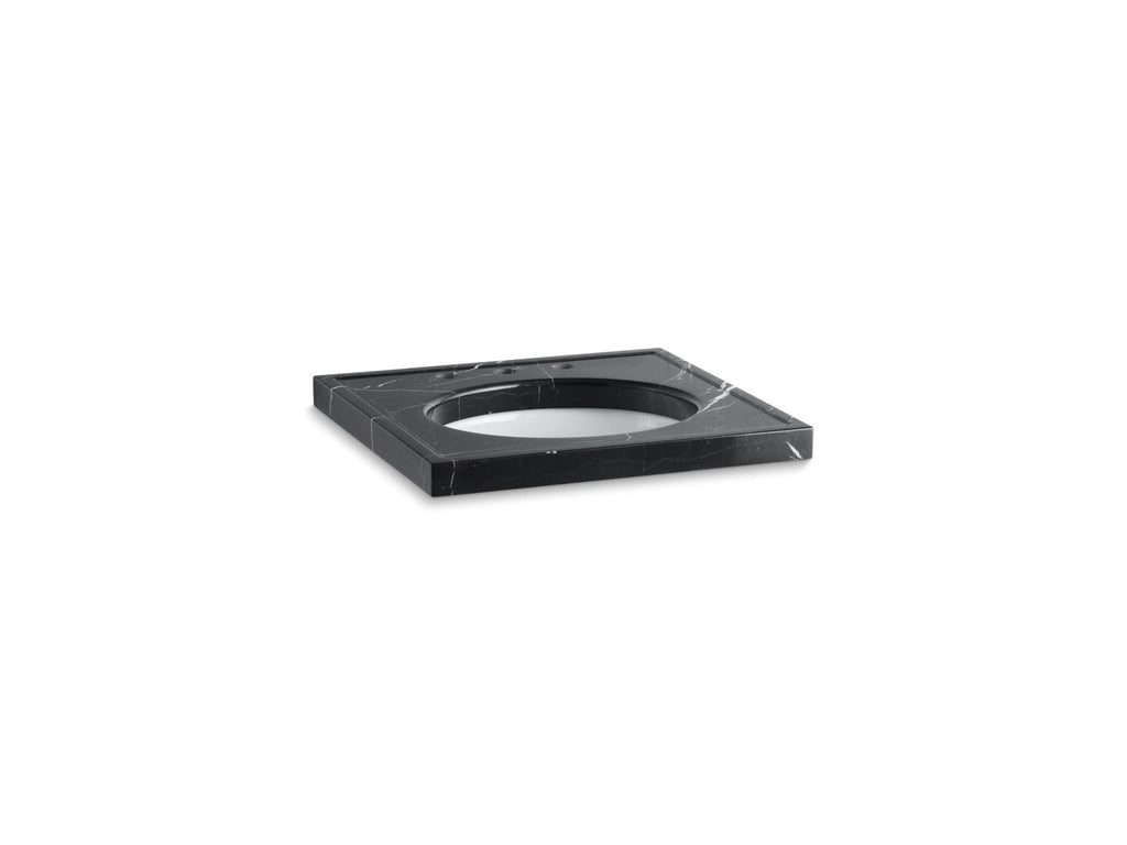 KOHLER K-3023-NM Kathryn 24" X 22" Marble Console Tabletop With 8" Widespread Faucet Holes And Cut For K-2205-G/K-2210-G Undermount Bathroom Sink - Nero Marquina Marble