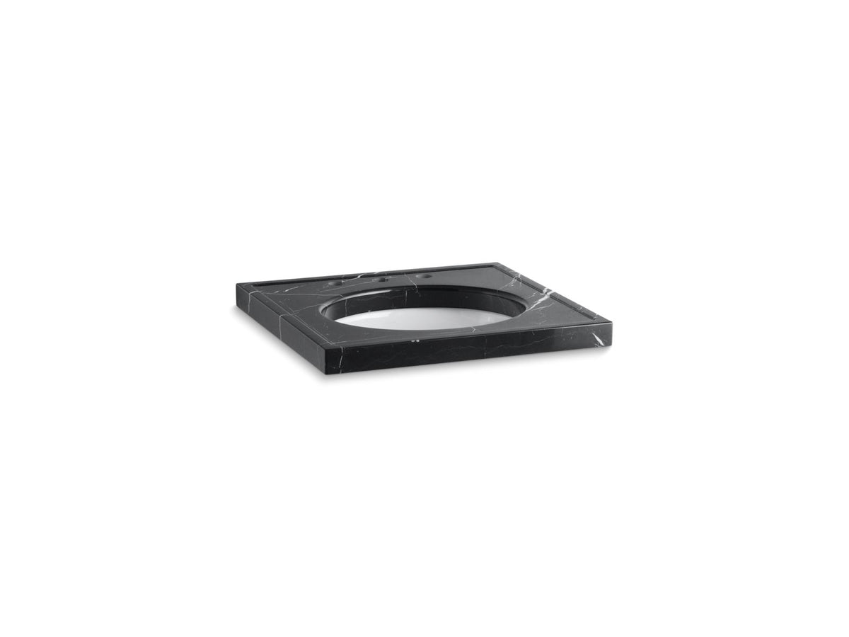 KOHLER K-3023-NM Kathryn 24" X 22" Marble Console Tabletop With 8" Widespread Faucet Holes And Cut For K-2205-G/K-2210-G Undermount Bathroom Sink - Nero Marquina Marble