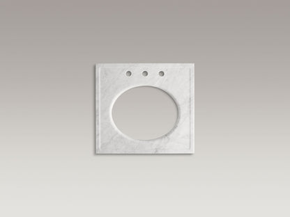 KOHLER K-3023-WH Kathryn 24" x 22" marble console tabletop with 8" widespread faucet holes and cut for K-2205-G/K-2210-G undermount bathroom sink - White Carrara Marble