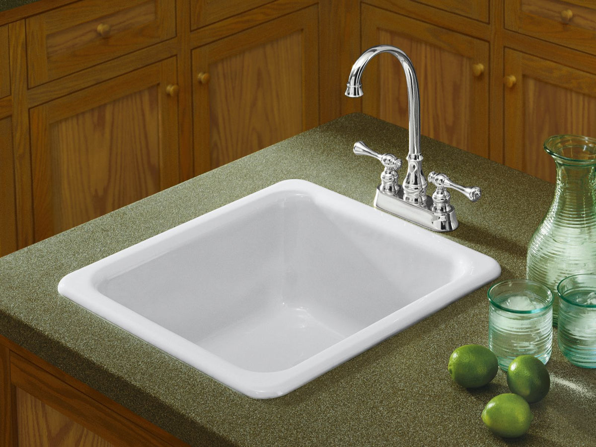 KOHLER K-6584-FF Iron/Tones 17" Top-/Undermount Single-Bowl Bar Sink - Sea Salt
