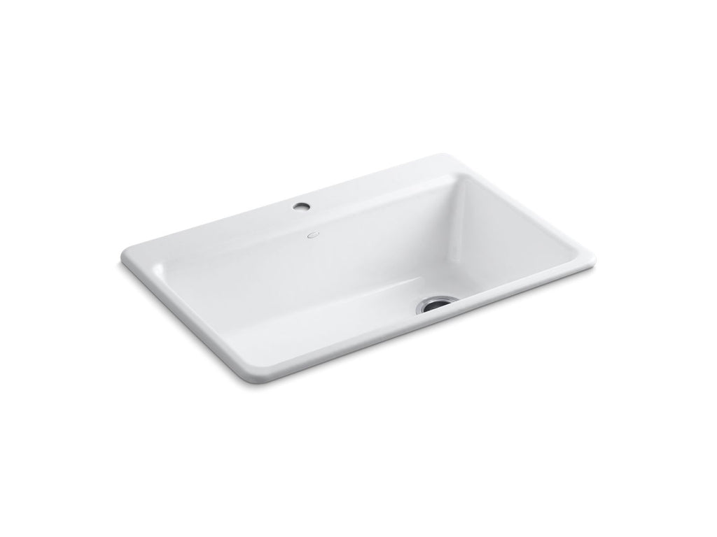 KOHLER K-5871-1A2-7 Riverby 33" Top-Mount Single-Bowl Workstation Kitchen Sink - Black Black