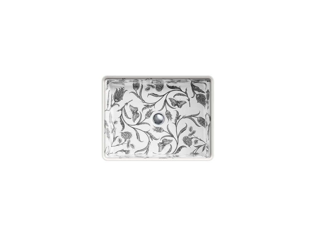 KOHLER K-14275-BT-0 Botanical Study Kathryn 19-3/4" Rectangular Undermount Bathroom Sink, No Overflow - Botanical Study
