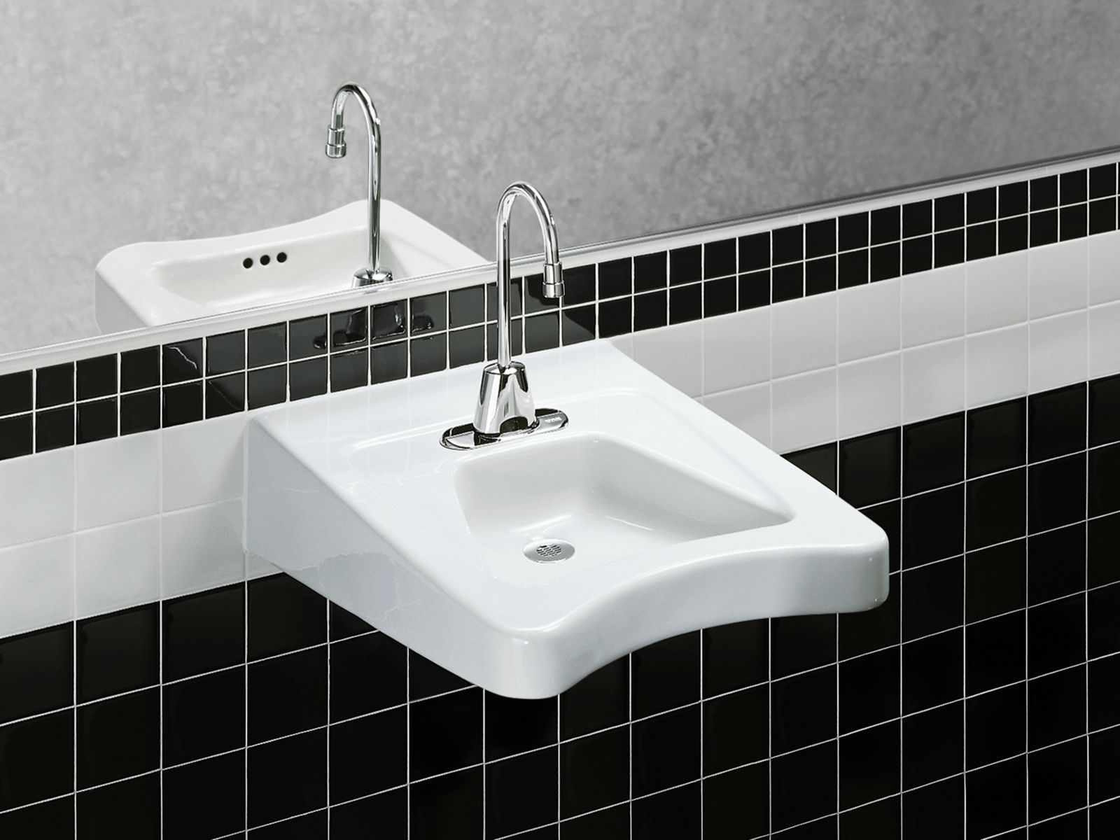 KOHLER K-12636-0 Morningside 20" X 27" Mount/Concealed Arm Carrier Wheelchair Bathroom Sink With 4" Centerset Faucet Holes - White
