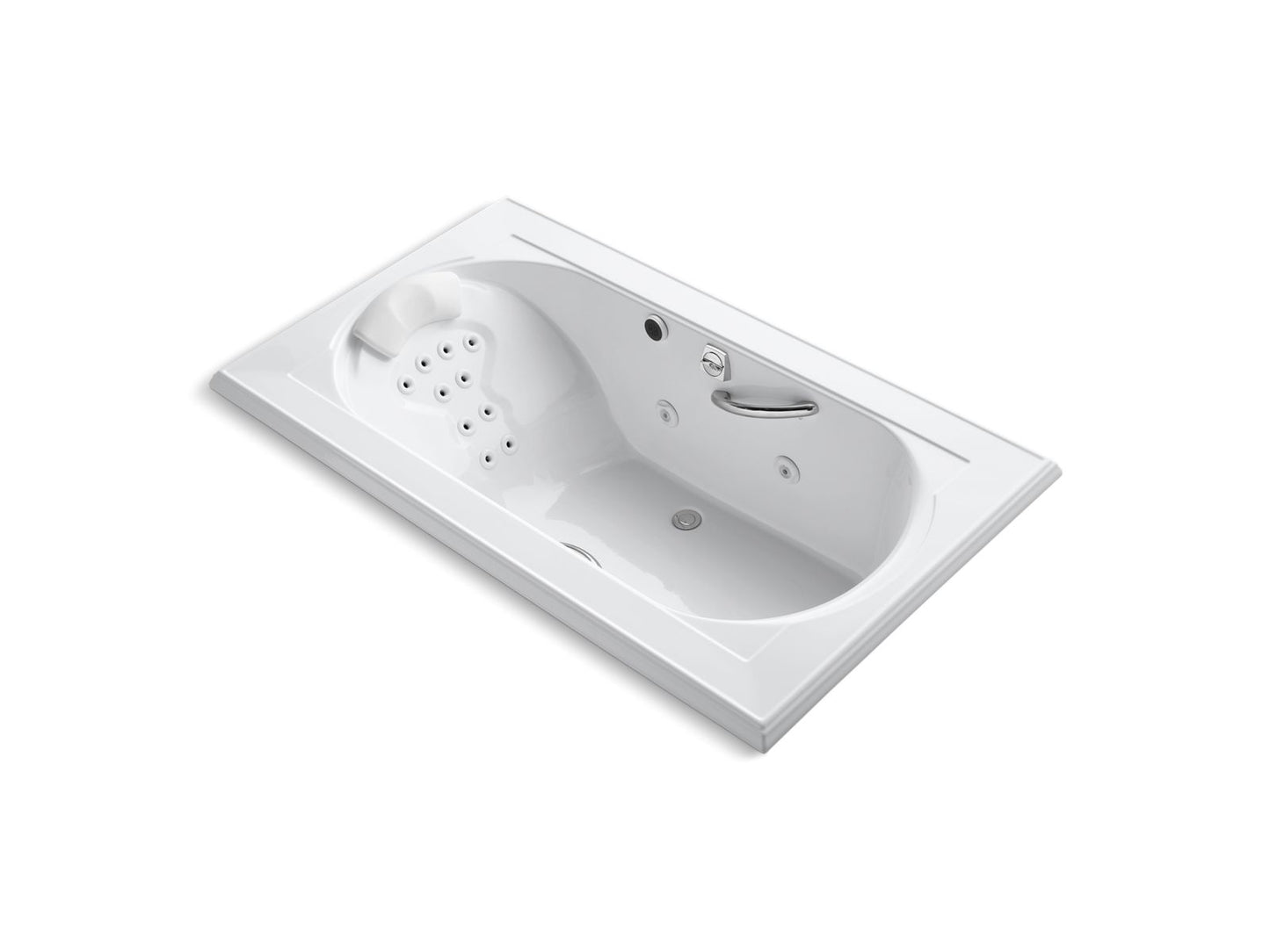 KOHLER K-1418-M-0 Memoirs 72" X 42" Drop-In Heated Whirlpool Bath In White