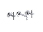 KOHLER K-T14413-3-AF Purist Wall-Mount Bathroom Sink Faucet Trim With Cross Handles, 1.2 Gpm - Vibrant French Gold