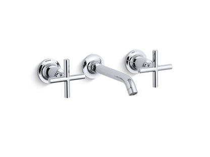 KOHLER K-T14413-3-2MB Purist Wall-mount bathroom sink faucet trim with Cross handles, 1.2 gpm - Vibrant Brushed Moderne Brass