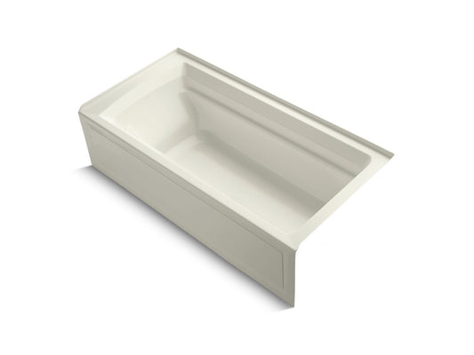 KOHLER K-1125-RAW-96 Archer 72" X 36" Alcove Bath With Bask Heated Surface, Alcove, Right Drain In Biscuit