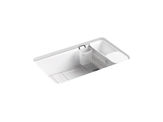 KOHLER K-5871-5UA3-0 Riverby 33" Undermount Single-Bowl Workstation Kitchen Sink In White