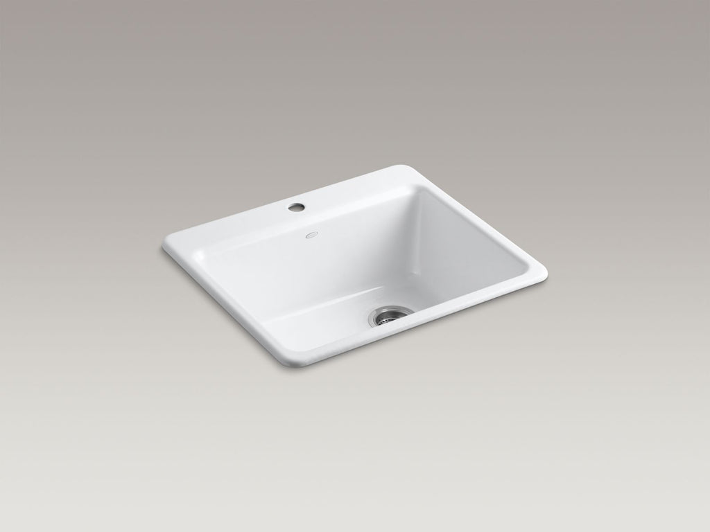 KOHLER K-5872-1A1-0 Riverby 25" Top-Mount Single-Bowl Kitchen Sink - White