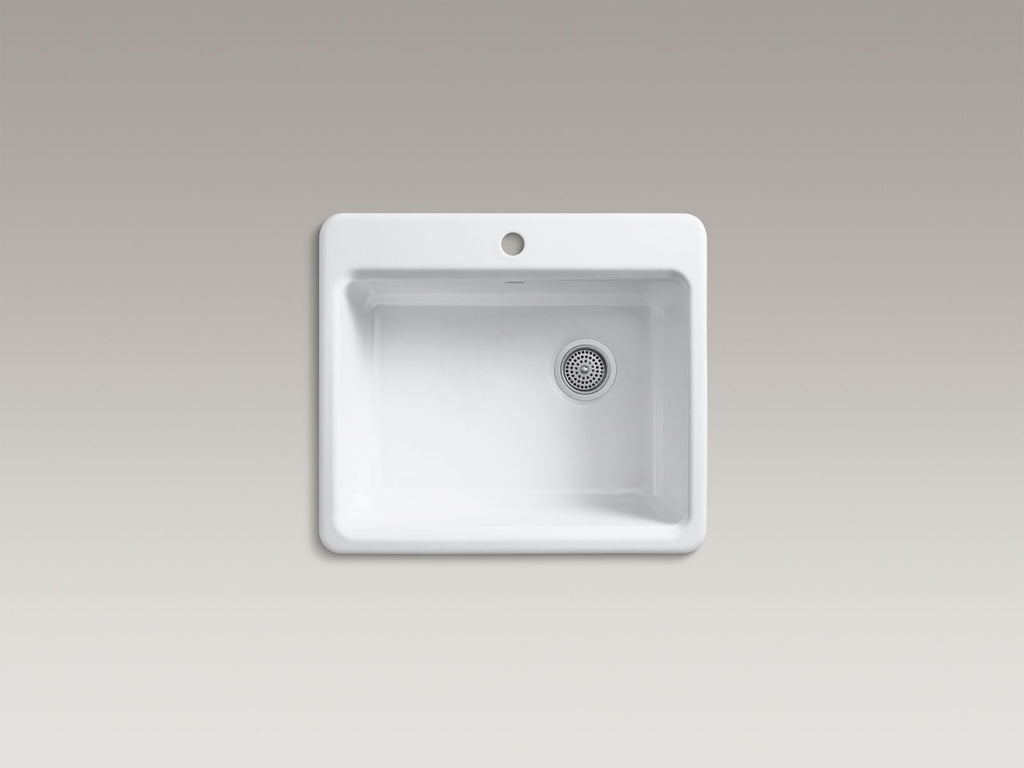 KOHLER K-5872-1A1-0 Riverby 25" Top-Mount Single-Bowl Kitchen Sink - White