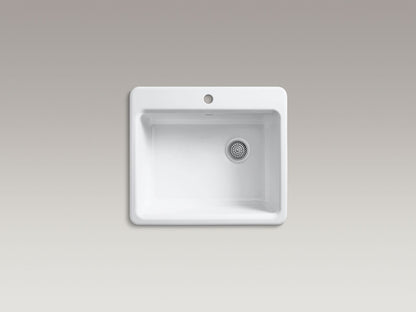 KOHLER K-5872-1A1-0 Riverby 25" top-mount single-bowl kitchen sink - White