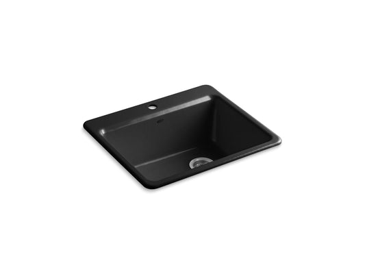 KOHLER K-5872-1A1-7 Riverby 25" Top-Mount Single-Bowl Kitchen Sink In Black Black