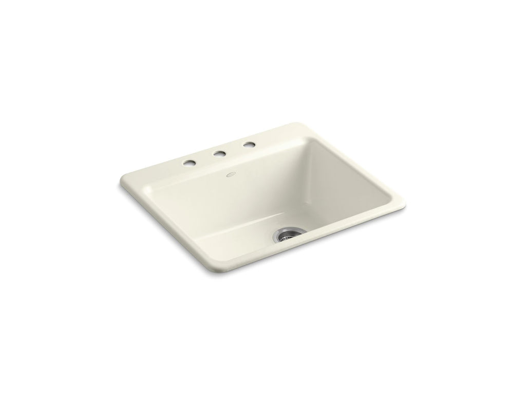 KOHLER K-5872-3A1-96 Riverby 25" Top-Mount Single-Bowl Kitchen Sink - Biscuit
