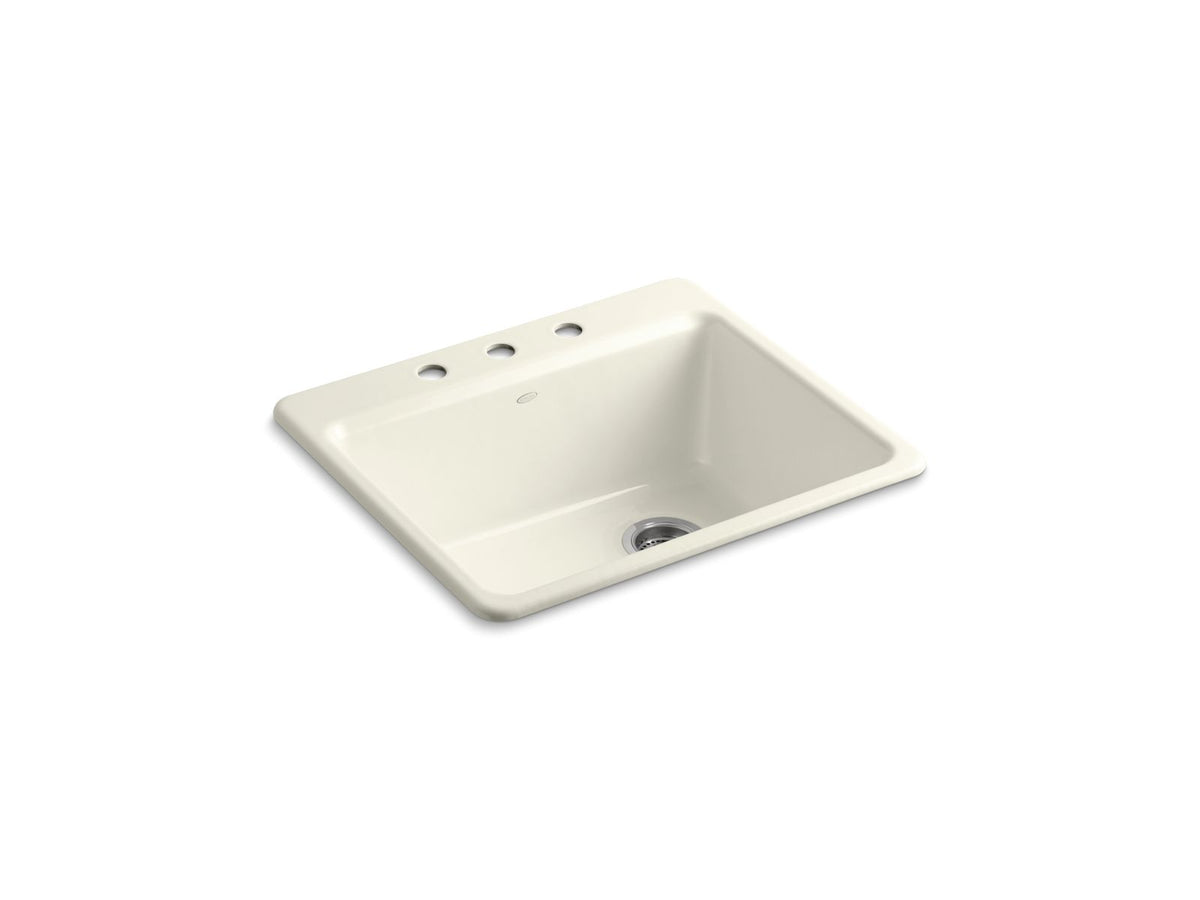 KOHLER K-5872-3A1-96 Riverby 25" Top-Mount Single-Bowl Kitchen Sink - Biscuit