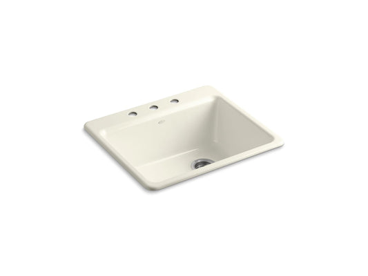 KOHLER K-5872-3A1-96 Riverby 25" top-mount single-bowl kitchen sink - Biscuit