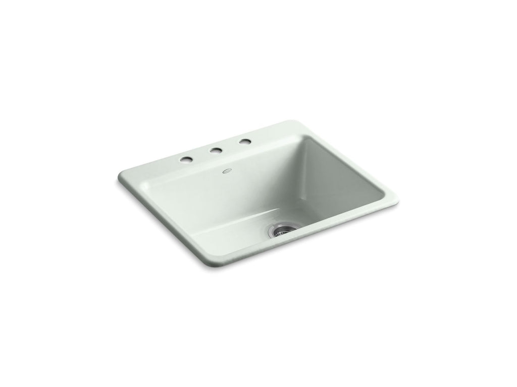 KOHLER K-5872-3A1-FF Riverby 25" Top-Mount Single-Bowl Kitchen Sink - Sea Salt