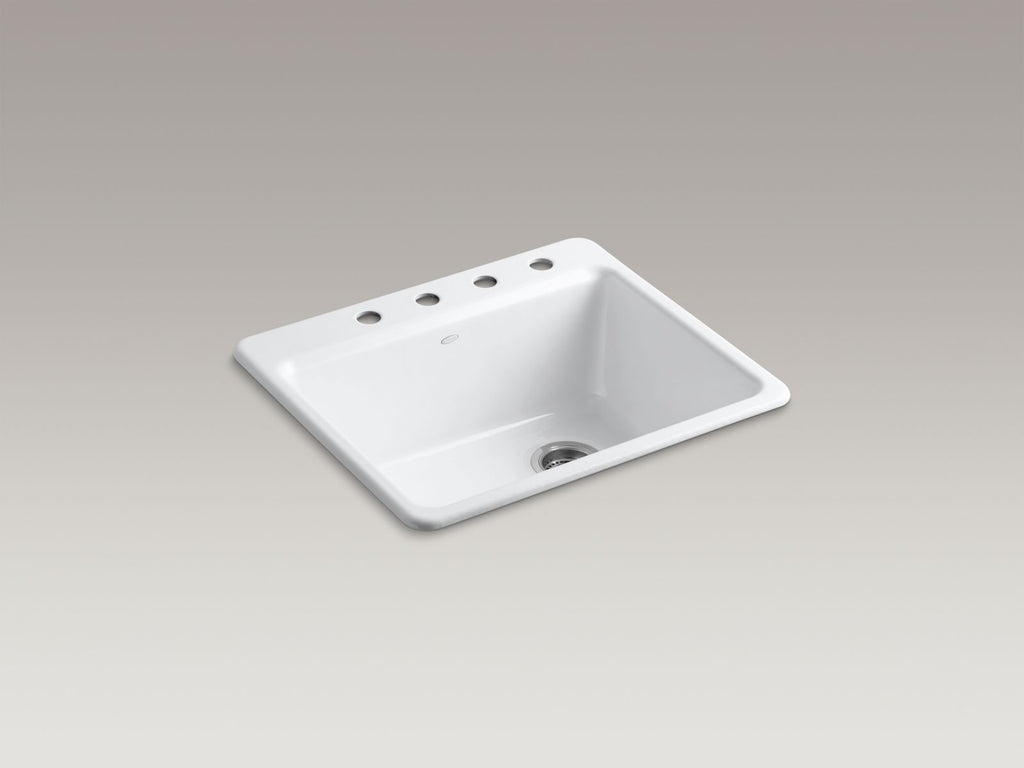 KOHLER K-5872-4A1-7 Riverby 25" Top-Mount Single-Bowl Kitchen Sink - Black Black