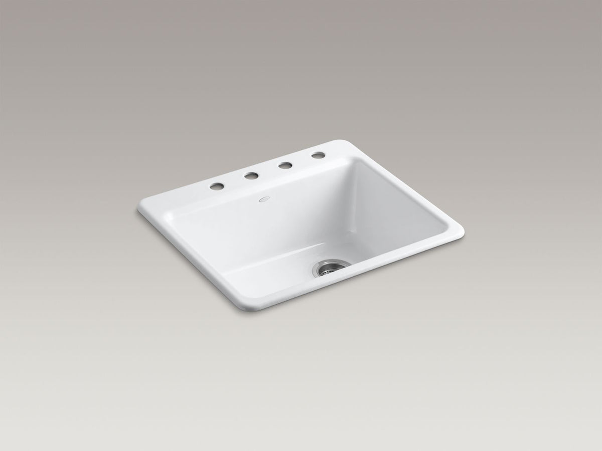 KOHLER K-5872-4A1-7 Riverby 25" Top-Mount Single-Bowl Kitchen Sink - Black Black