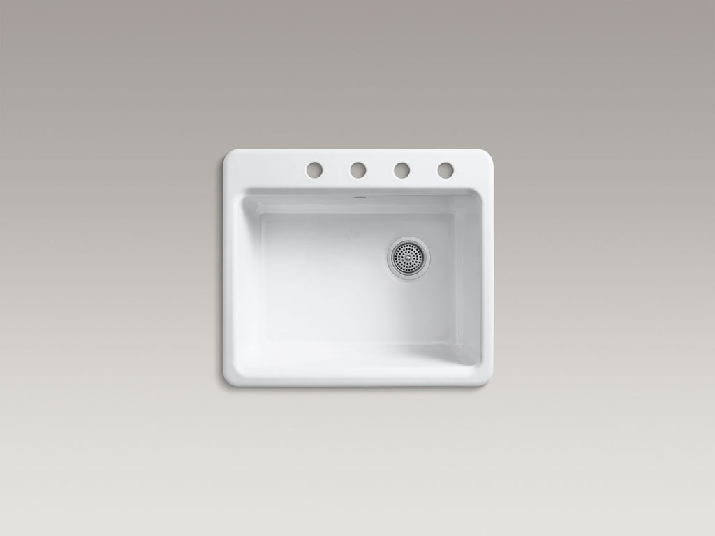 KOHLER K-5872-4A1-7 Riverby 25" Top-Mount Single-Bowl Kitchen Sink - Black Black