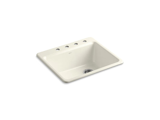 KOHLER K-5872-4A1-96 Riverby 25" Top-Mount Single-Bowl Kitchen Sink In Biscuit