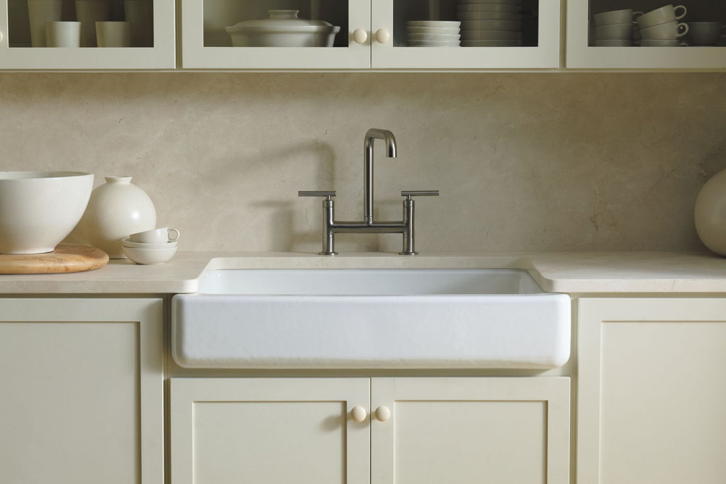 KOHLER K-6488-FF Whitehaven 35-1/2" Undermount Single-Bowl Farmhouse Kitchen Sink - Sea Salt