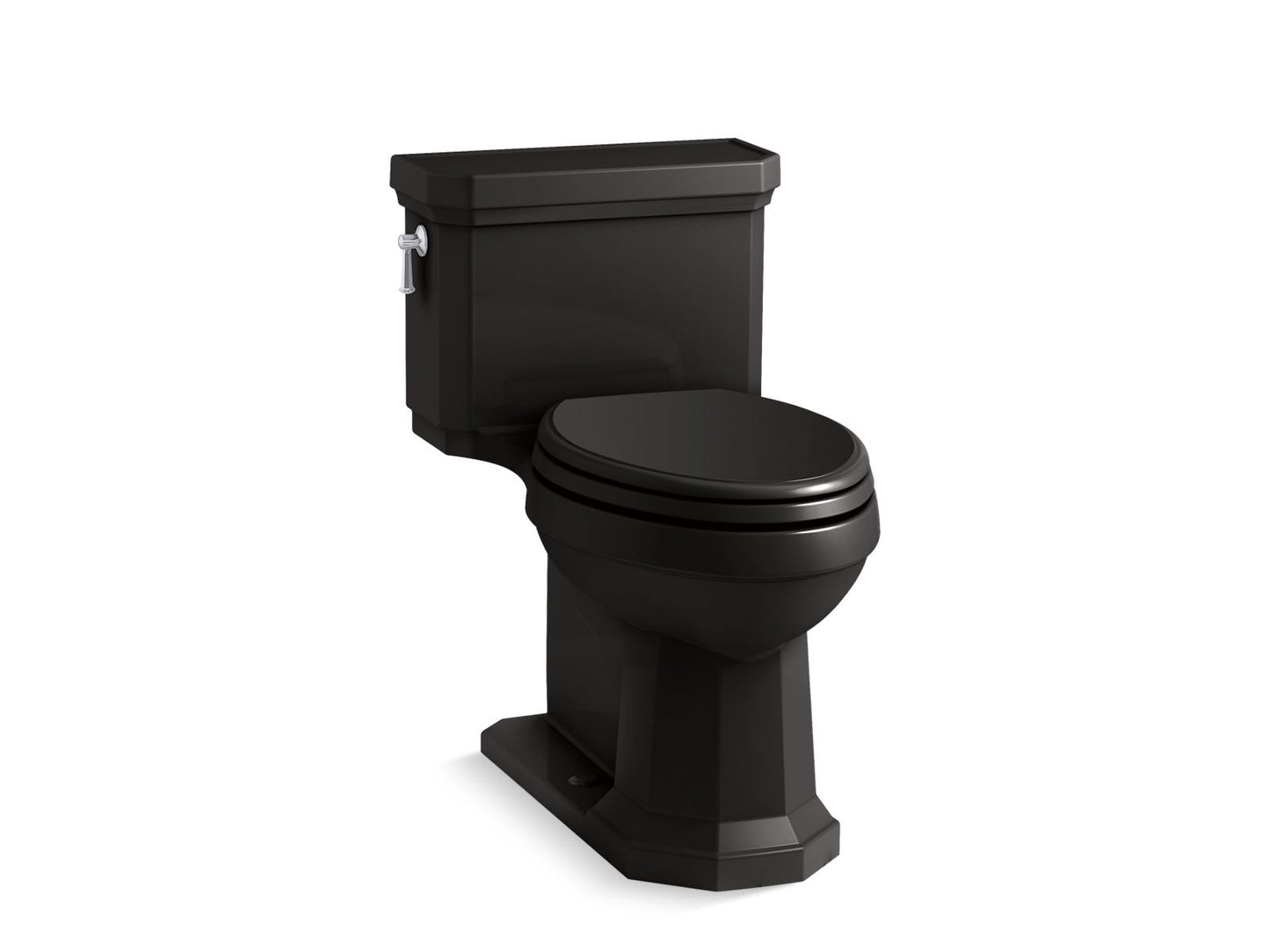 KOHLER K-3940-7 Kathryn One-Piece Compact Elongated Toilet With Concealed Trapway, 1.28 Gpf In Black Black