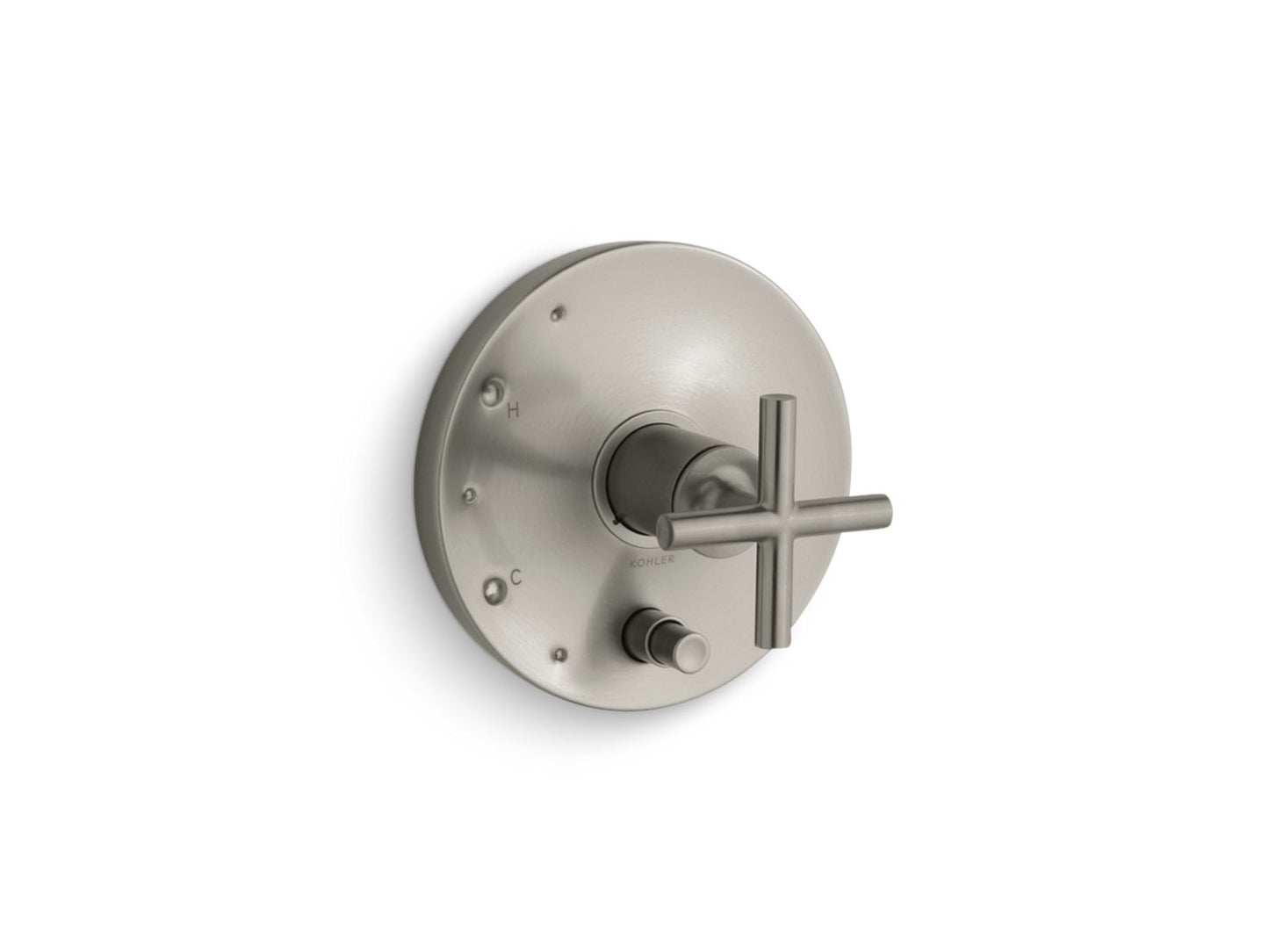 KOHLER K-T14501-3-BN Purist Rite-Temp valve trim with push-button diverter and cross handle - Vibrant Brushed Nickel
