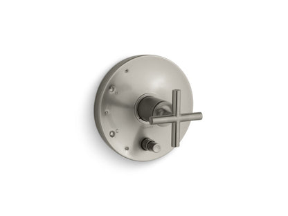 KOHLER K-T14501-3-BN Purist Rite-Temp valve trim with push-button diverter and cross handle - Vibrant Brushed Nickel