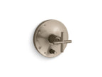 KOHLER K-T14501-3-BV Purist Rite-Temp Valve Trim With Push-Button Diverter And Cross Handle - Vibrant Brushed Bronze